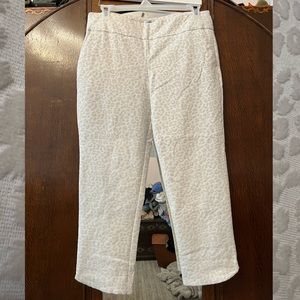 Crown & Ivy cream flocked velvet ankle pants - size 14